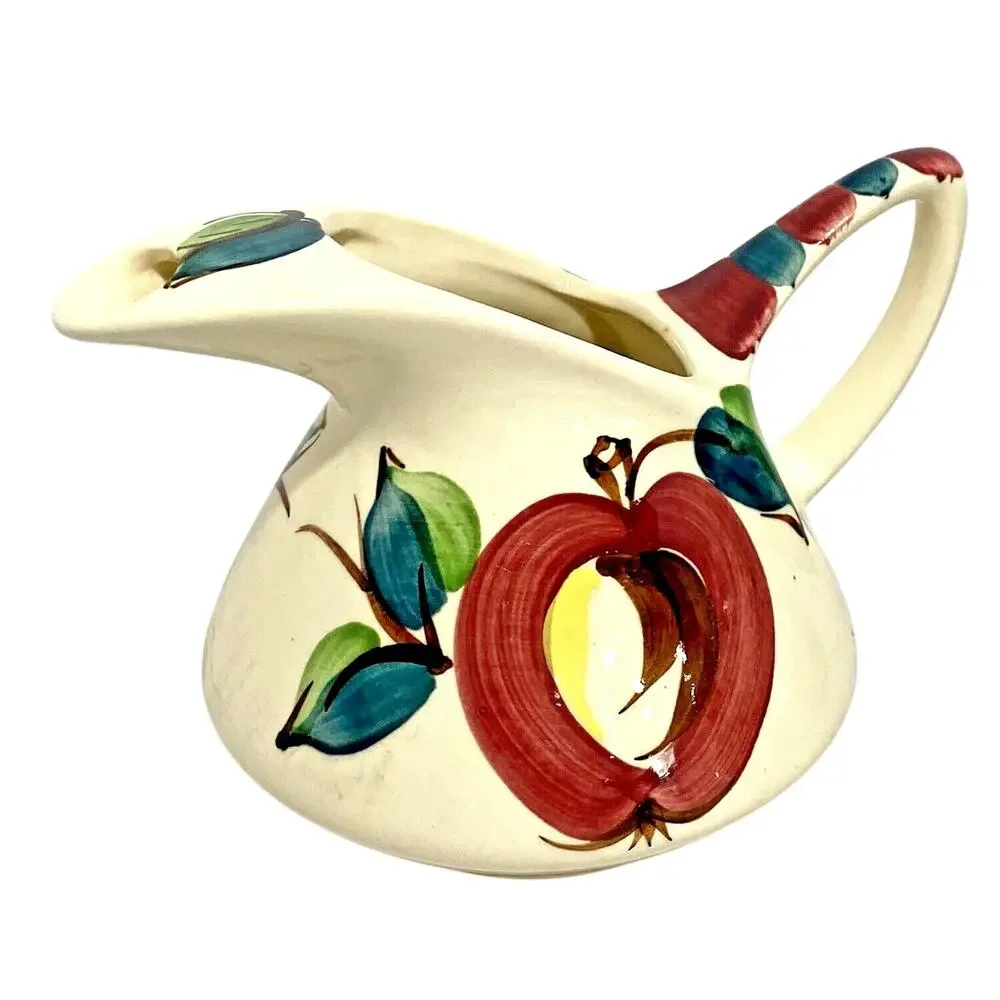Vintage Purinton Pottery Apple Pattern 28 fl oz pitcher ice lip 1940s kitchen